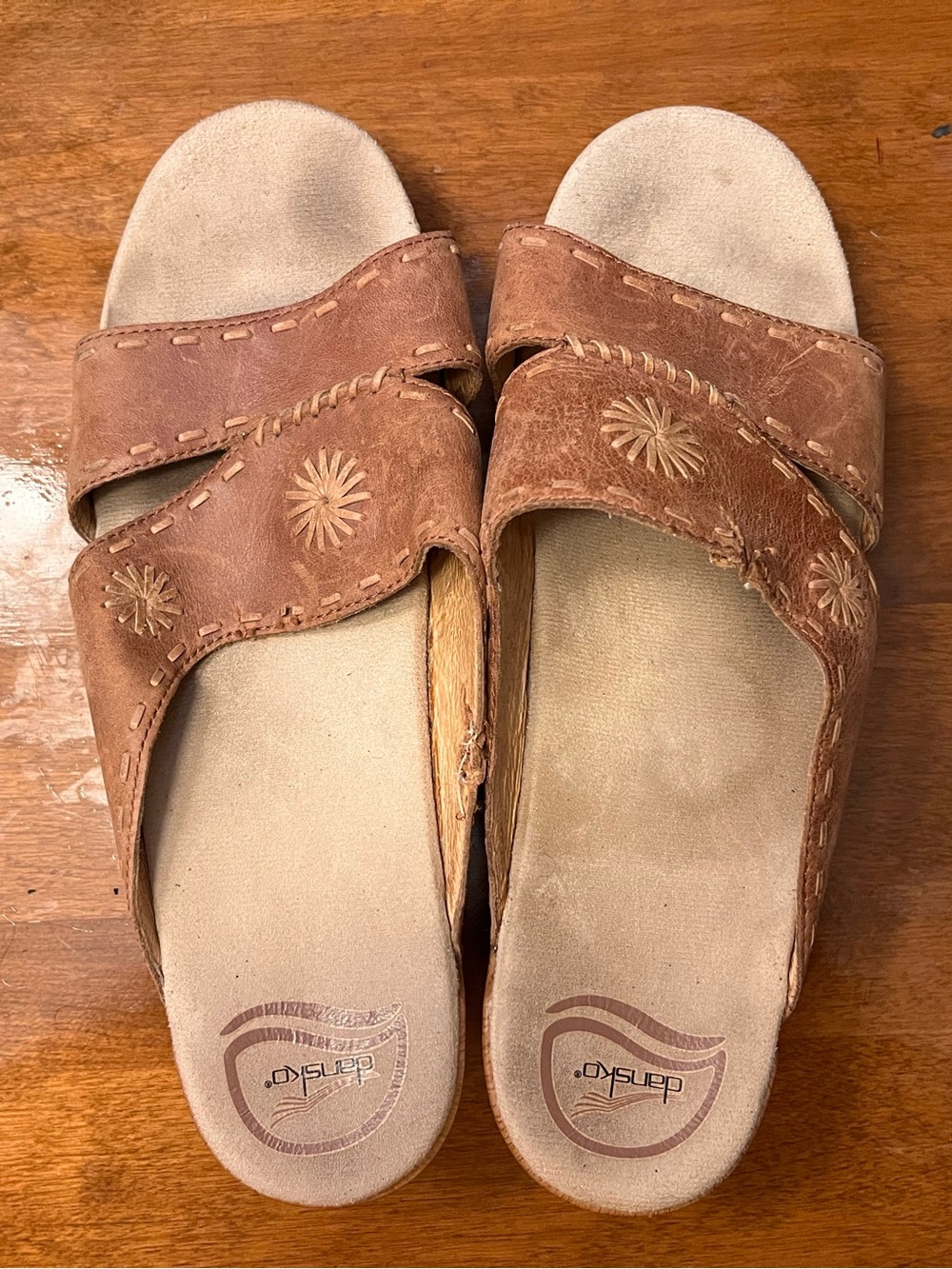 Dansko Brown Leather Sandals with Heel